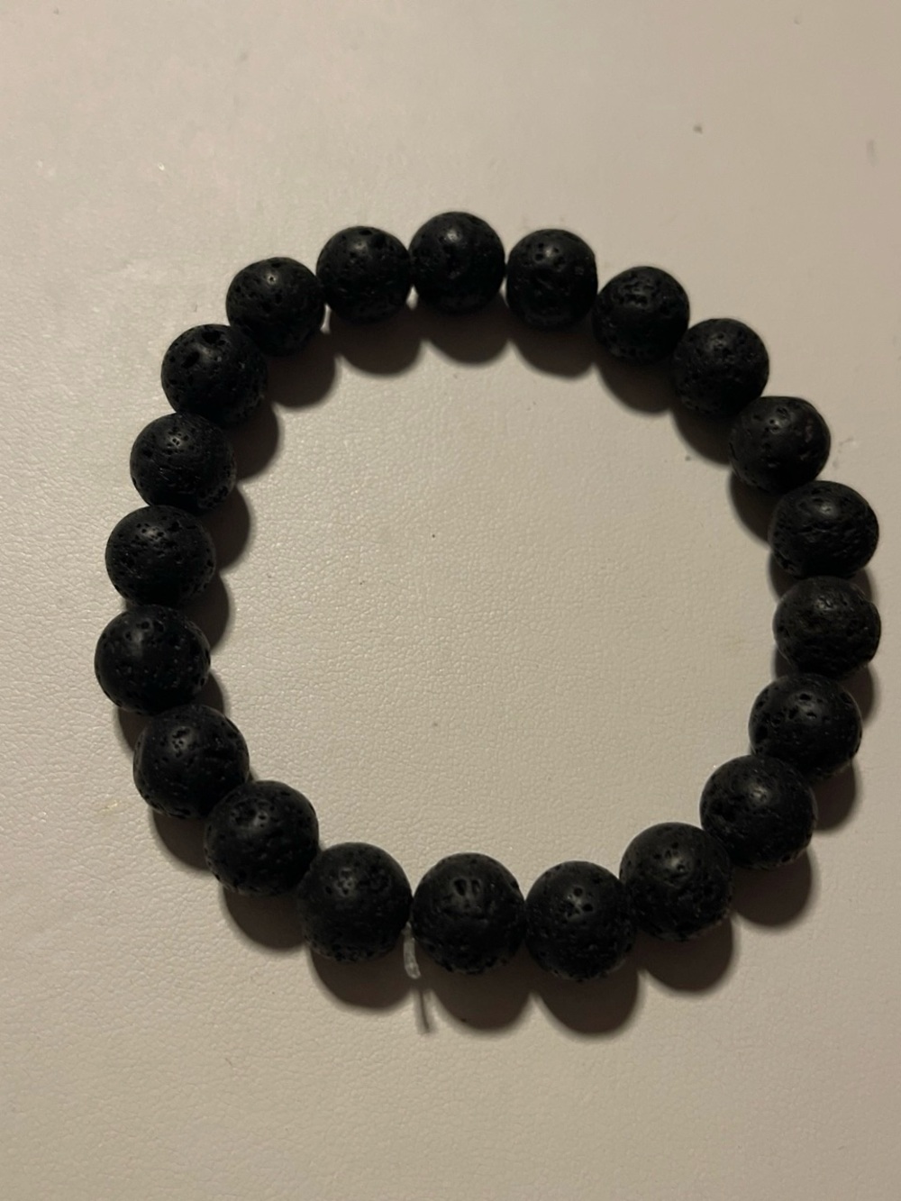 Men's Black Lava Bead Stretch Bracelet